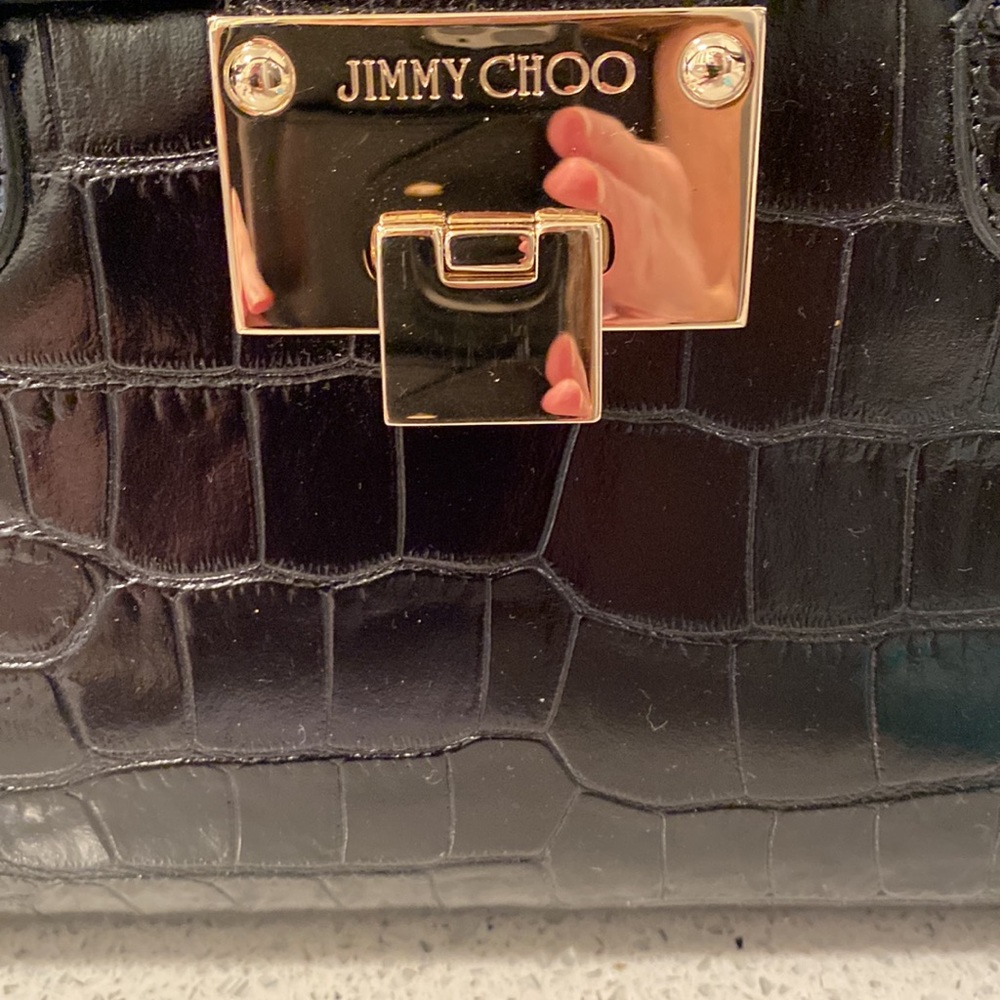 Black croc-embossed Rosalie bag. Never used has removable shoulder strap - Picture 2 of 7
